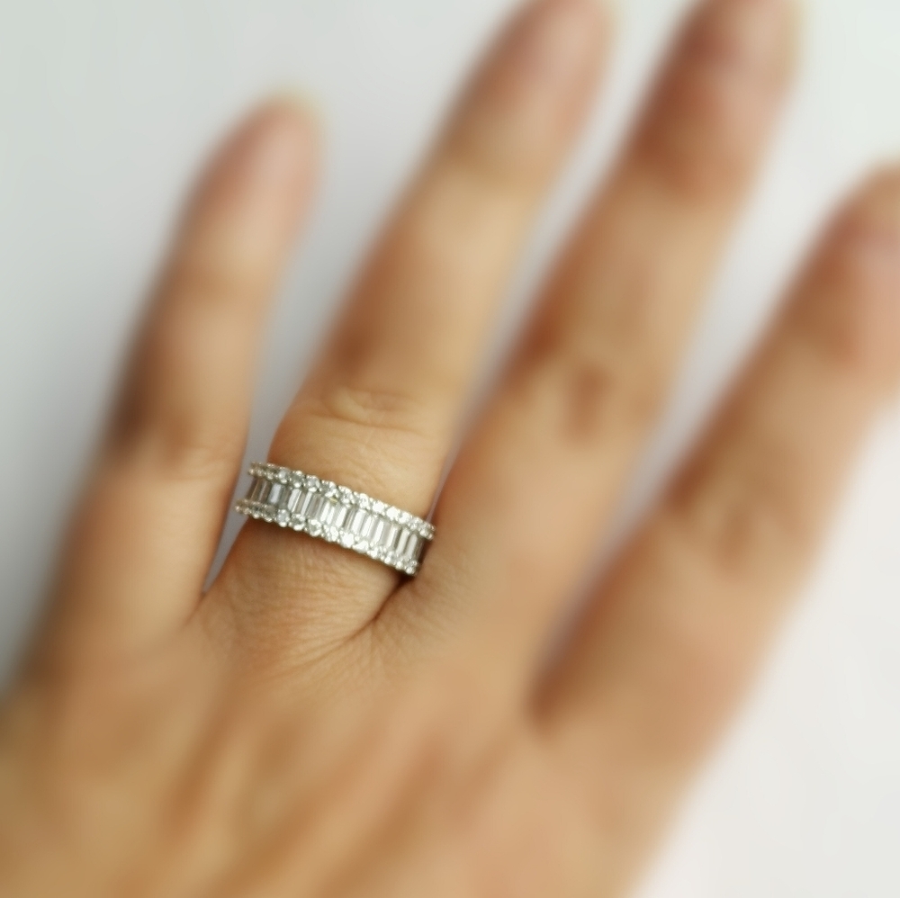 White Sapphire half eternity band ring in Sterling Silver size 8 - Picture 8 of 8